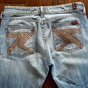 7 For All Mankind Jeans Women's 27 Flynt Flare low rise Light Wash Jeans USA